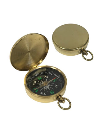 Flip-top Polished Brass Pocket Compass