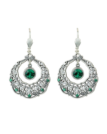 Emerald Green Edwardian Wreath Earrings