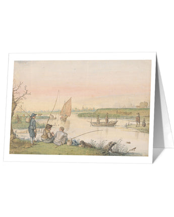 Fishermen on a Riverbank Notecard