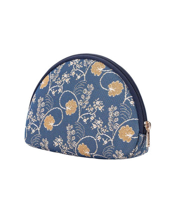 Jane Austen Blue Floral Oak Leaf Cosmetic Bag