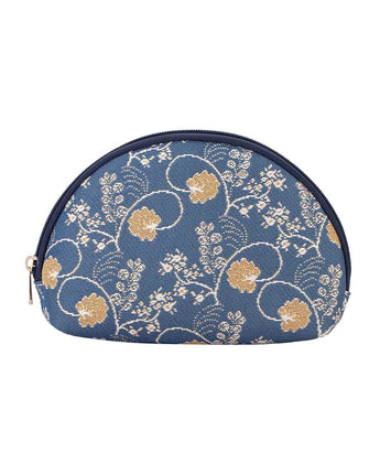 Jane Austen Blue Floral Oak Leaf Cosmetic Bag
