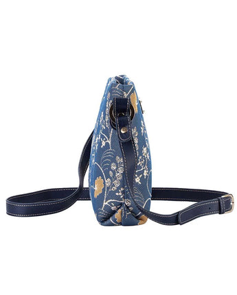 Jane Austen Blue Floral Oak Leaf Crossbody Purse
