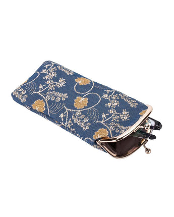Jane Austen Blue Floral Oak Leaf Eyeglass Pouch