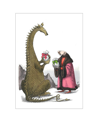 Edward Gorey: Dragon and Man Exchange Gifts Boxed Holiday Cards