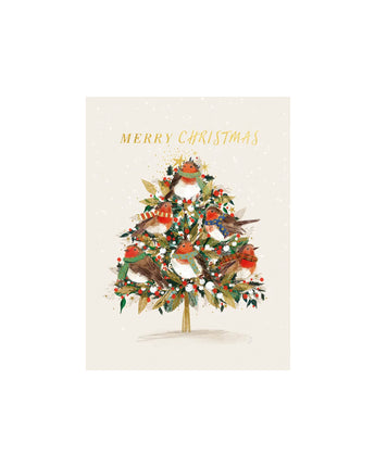 Robins in the Tree Holiday Cards