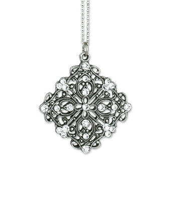 Crystal Filigree Diamond Pendant Necklace