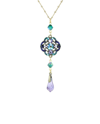 Lustrous Filigree Crystal Drop Necklace