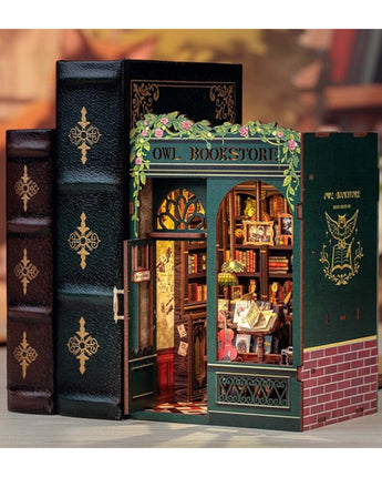 DIY Miniature House Book Nook Kit: Owl Bookstore