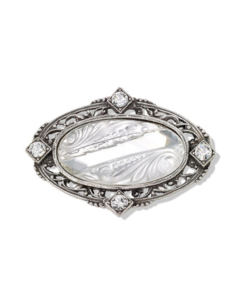 Vintage Glass & Crystal Oval Brooch