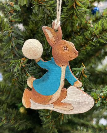 Rabbit Throwing Snowballs Ornament