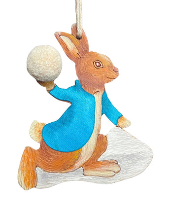 Rabbit Throwing Snowballs Ornament