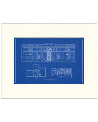 Morgan Library Blueprint Matted Print
