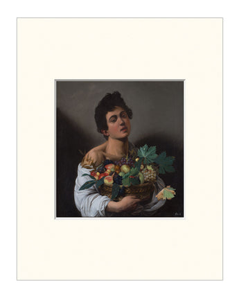 Caravaggio: Boy with a Basket of Fruit Matted Print