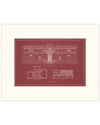 Morgan Library Blueprint Matted Print