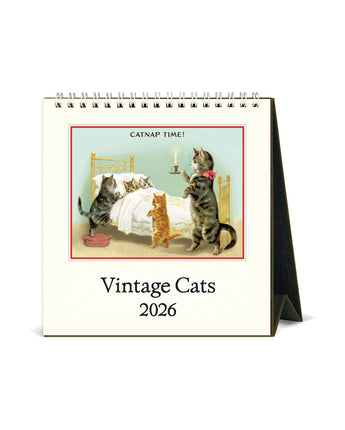 Vintage Cats 2026 Desk Calendar