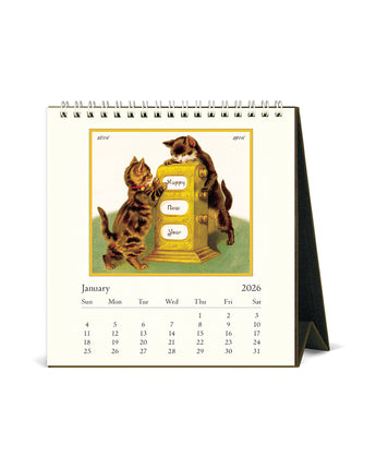 Vintage Cats 2026 Desk Calendar