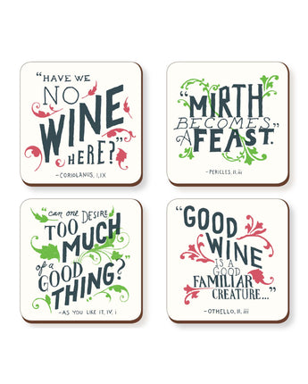 Shakespeare's Wine & Mirth Coaster Set