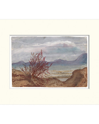 Landscape with Red Tree Overlooking a Valley Matted Print